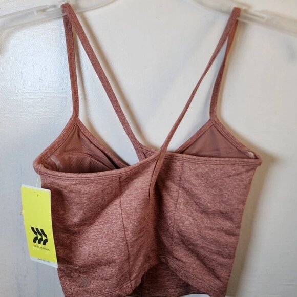NWT All in Motion Women's Pink V-Neck Built-in-Bra Cropped Tank Top XS - Picture 3 of 3